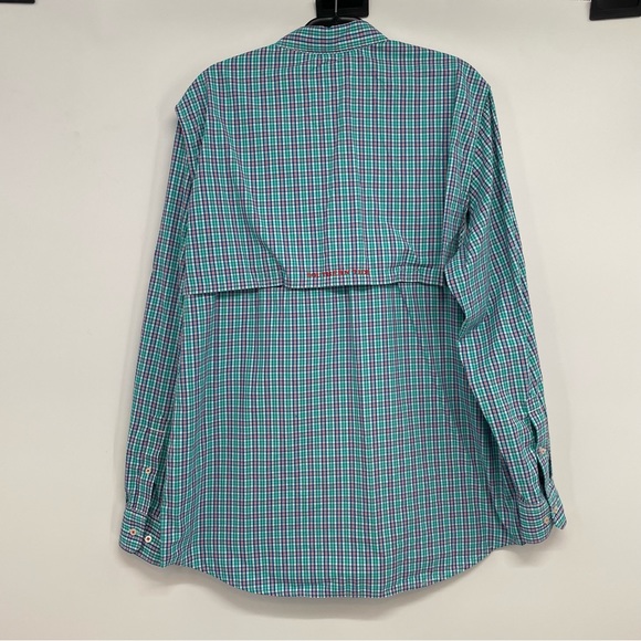 Southern Tide Red Drum Plaid Fishing Shirt Roll Tab Long Sleeve Sz L Atlas Green - Picture 13 of 13